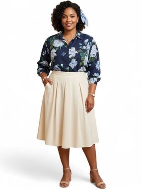 VTG Alia Navy Floral Blouse SZ 16 | Cottagecore Boho Feminine Button Down Top